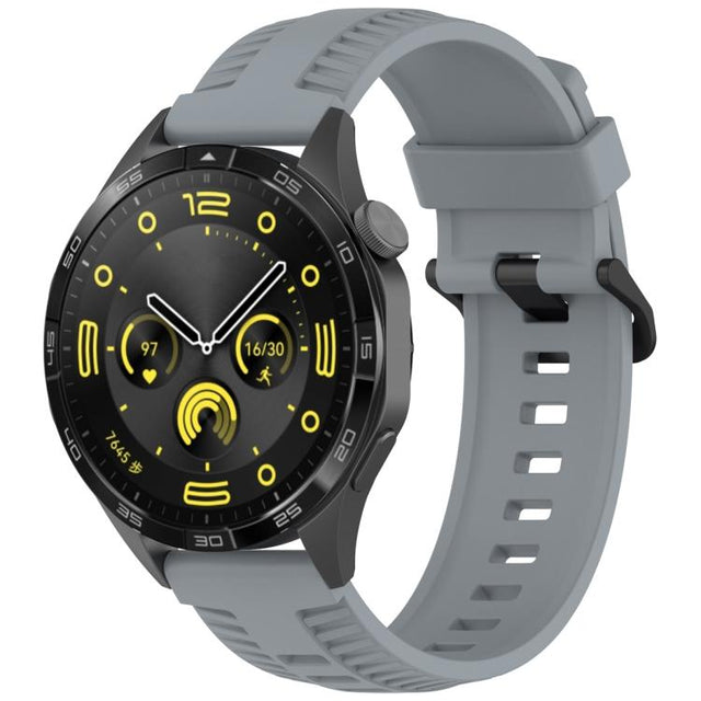 20mm Kalebol Black Buckle Tire Pattern Silicone Watch Band(Grey)