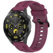 20mm Kalebol Black Buckle Tire Pattern Silicone Watch Band(Wine Red)