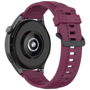 20mm Kalebol Black Buckle Tire Pattern Silicone Watch Band(Wine Red)