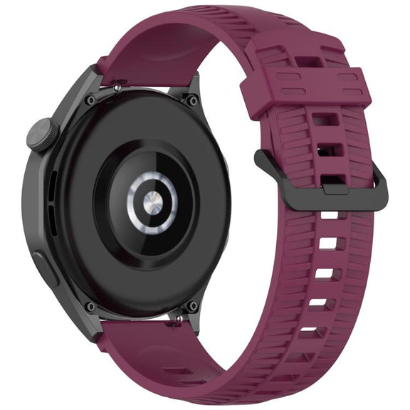 20mm Kalebol Black Buckle Tire Pattern Silicone Watch Band(Wine Red)