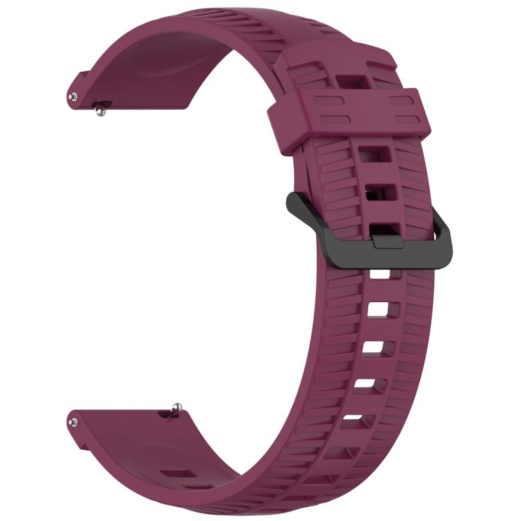 20mm Kalebol Black Buckle Tire Pattern Silicone Watch Band(Wine Red)