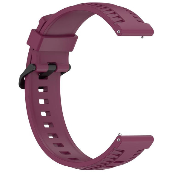 20mm Kalebol Black Buckle Tire Pattern Silicone Watch Band(Wine Red)