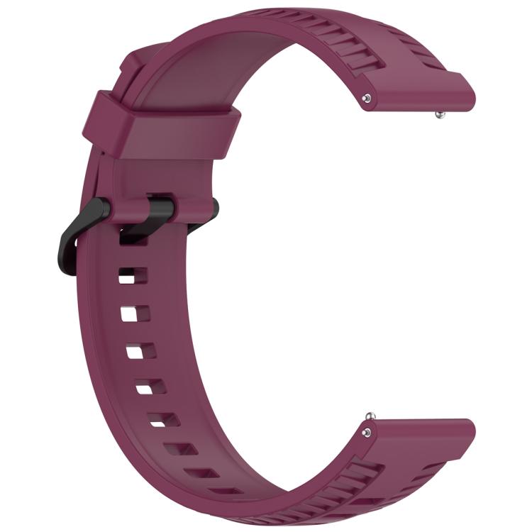 20mm Kalebol Black Buckle Tire Pattern Silicone Watch Band(Wine Red)