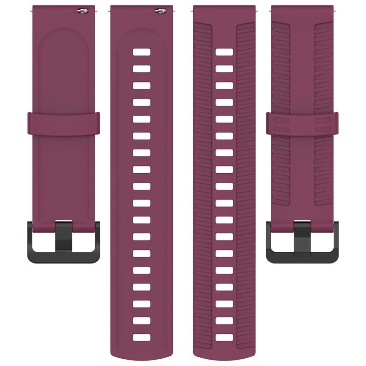 20mm Kalebol Black Buckle Tire Pattern Silicone Watch Band(Wine Red)
