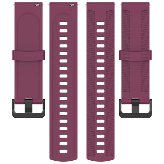 20mm Kalebol Black Buckle Tire Pattern Silicone Watch Band(Wine Red)