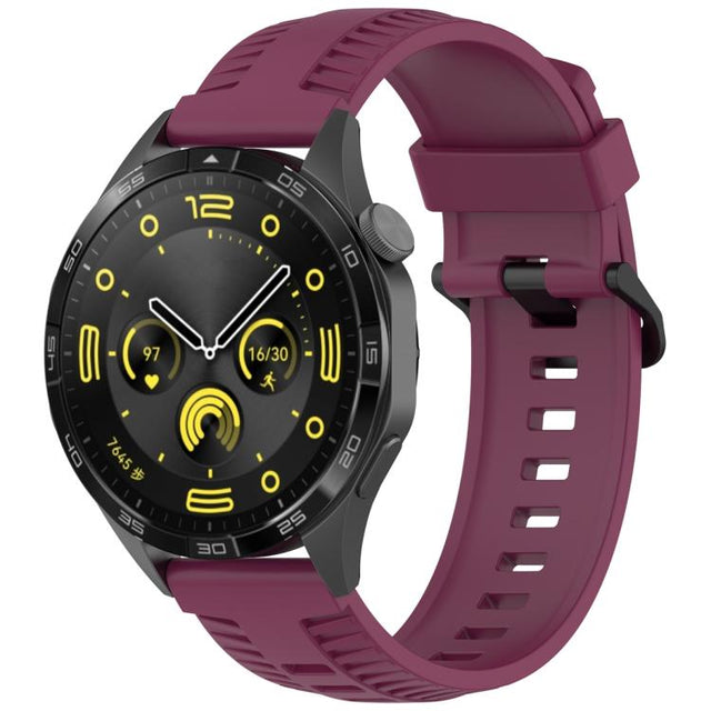 20mm Kalebol Black Buckle Tire Pattern Silicone Watch Band(Wine Red)
