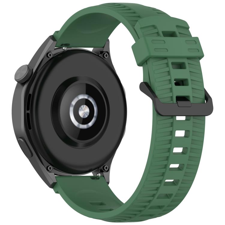 20mm Kalebol Black Buckle Tire Pattern Silicone Watch Band(Army Green)