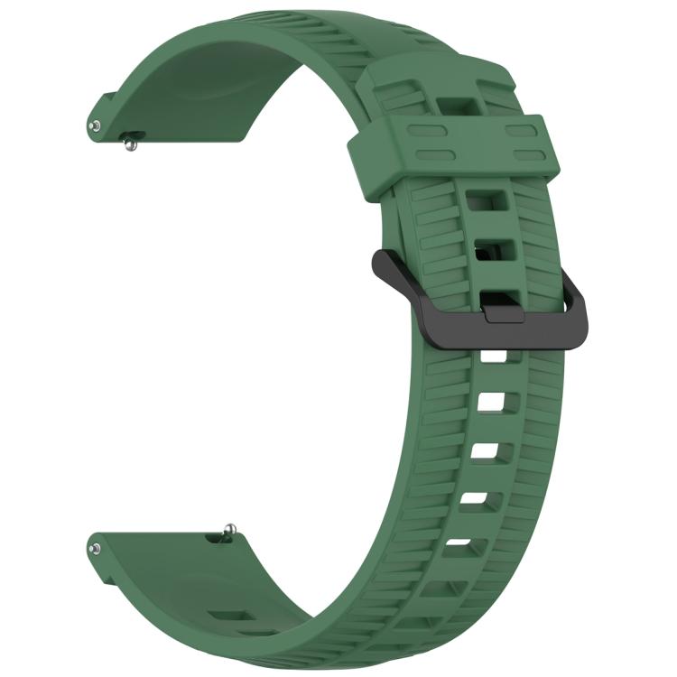 20mm Kalebol Black Buckle Tire Pattern Silicone Watch Band(Army Green)