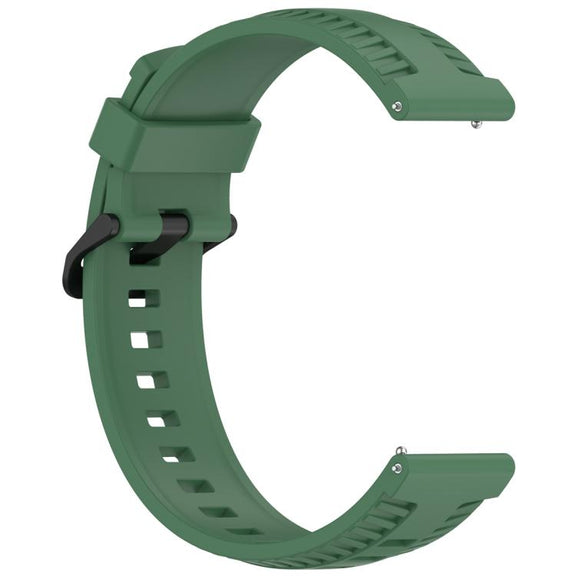 20mm Kalebol Black Buckle Tire Pattern Silicone Watch Band(Army Green)