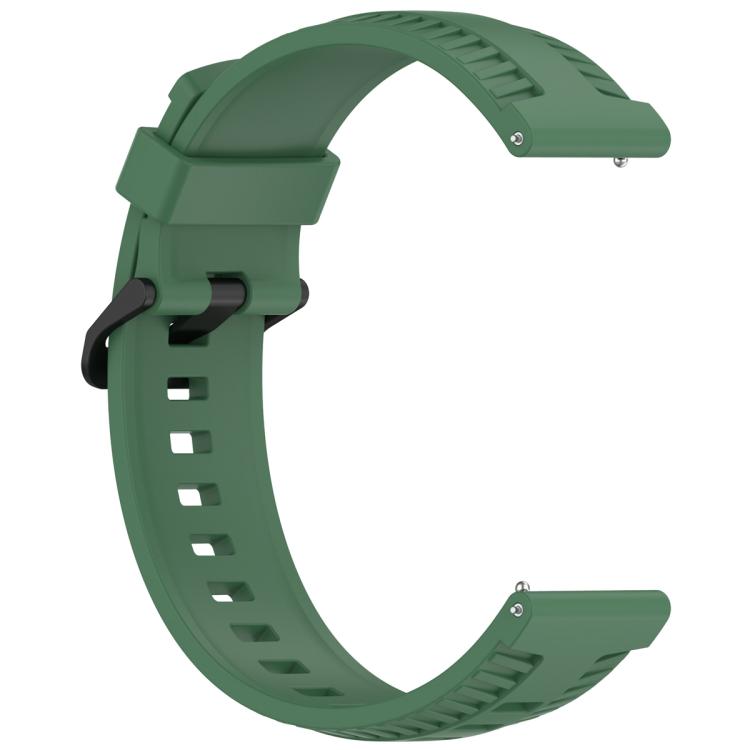 20mm Kalebol Black Buckle Tire Pattern Silicone Watch Band(Army Green)