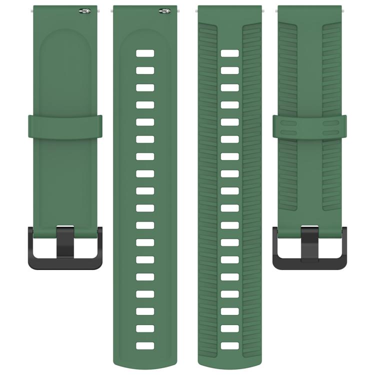 20mm Kalebol Black Buckle Tire Pattern Silicone Watch Band(Army Green)