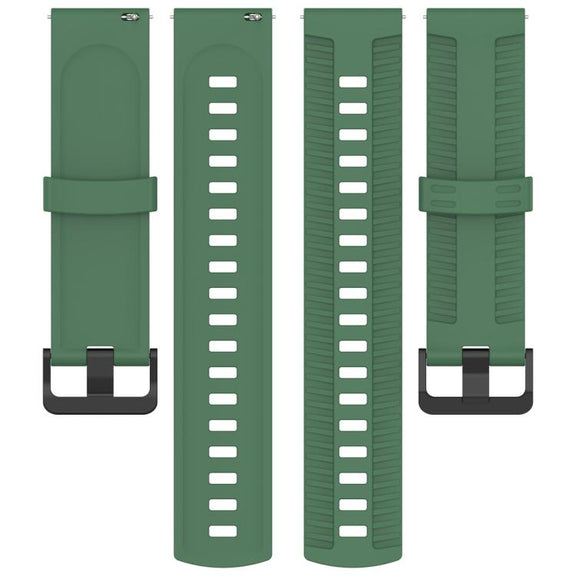 20mm Kalebol Black Buckle Tire Pattern Silicone Watch Band(Army Green)