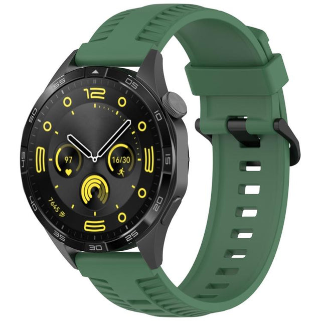 20mm Kalebol Black Buckle Tire Pattern Silicone Watch Band(Army Green)