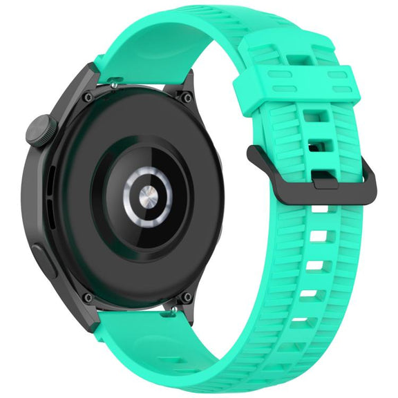 20mm Kalebol Black Buckle Tire Pattern Silicone Watch Band(Teal)
