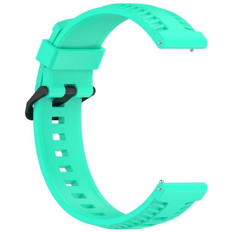 20mm Kalebol Black Buckle Tire Pattern Silicone Watch Band(Teal)