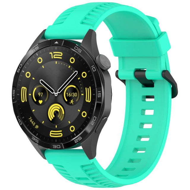 20mm Kalebol Black Buckle Tire Pattern Silicone Watch Band(Teal)