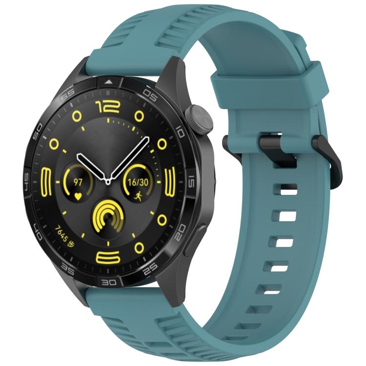 20mm Kalebol Black Buckle Tire Pattern Silicone Watch Band(Rock Blue)