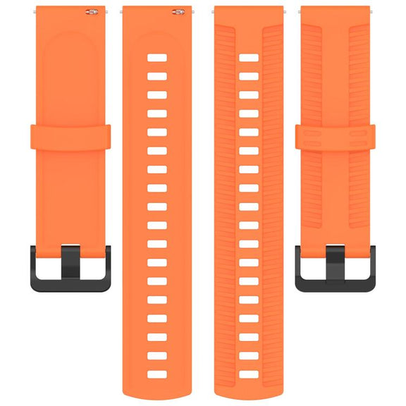 22mm Kalebol Black Buckle Tire Pattern Silicone Watch Band(Orange)