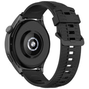 22mm Kalebol Black Buckle Tire Pattern Silicone Watch Band(Black)