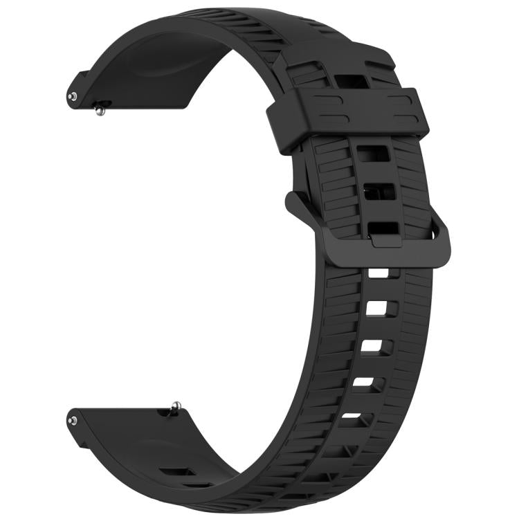 22mm Kalebol Black Buckle Tire Pattern Silicone Watch Band(Black)