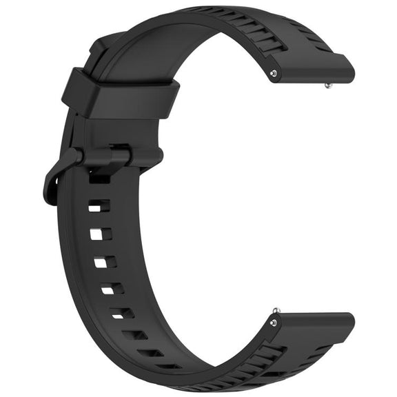 22mm Kalebol Black Buckle Tire Pattern Silicone Watch Band(Black)