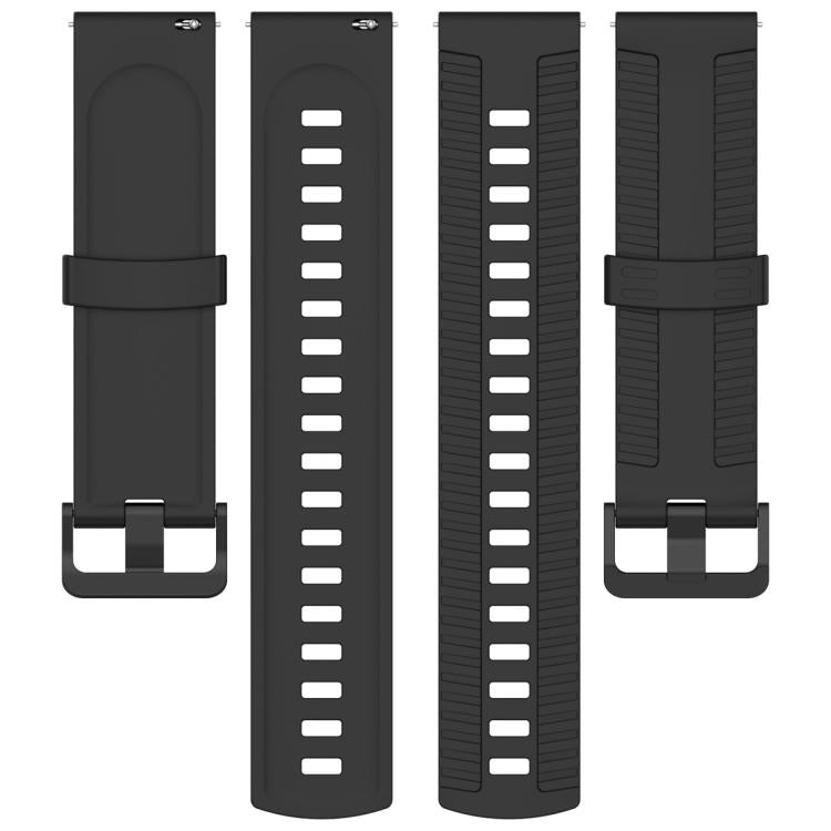 22mm Kalebol Black Buckle Tire Pattern Silicone Watch Band(Black)