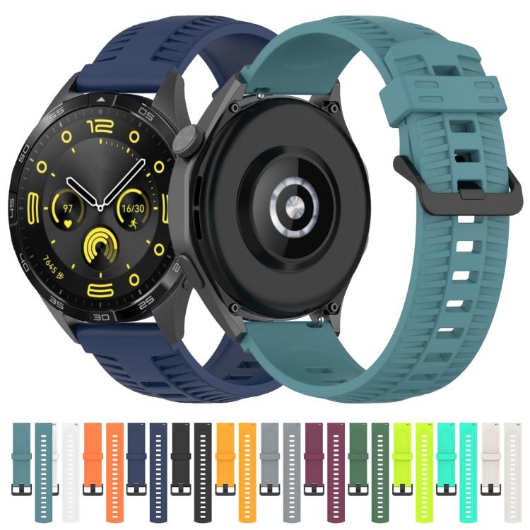 20mm Kalebol Black Buckle Tire Pattern Silicone Watch Band(Grey)