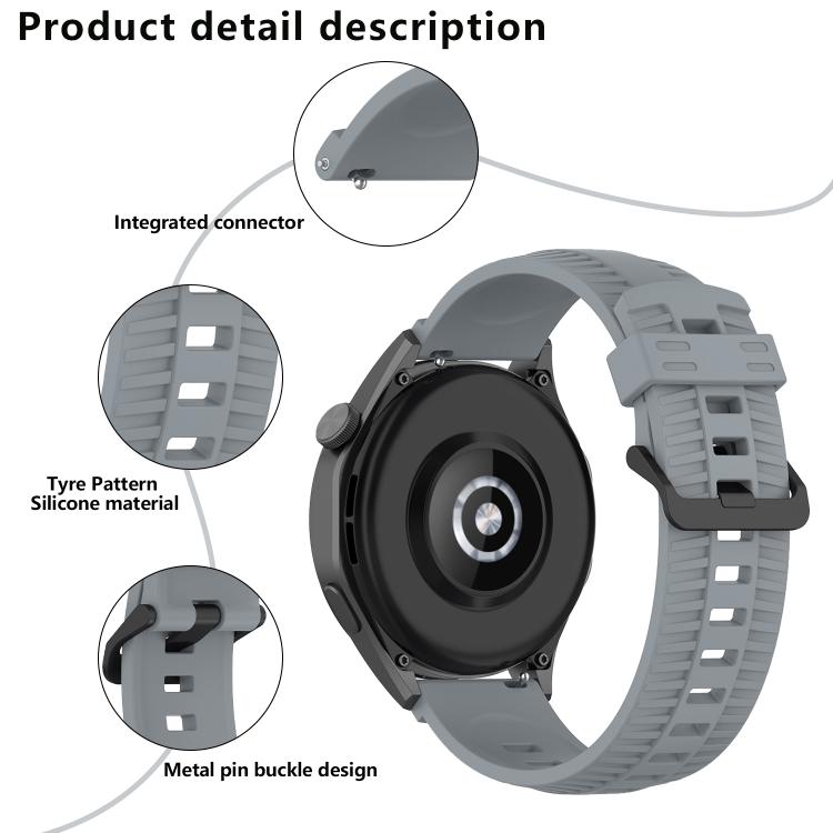 20mm Kalebol Black Buckle Tire Pattern Silicone Watch Band(Starlight)
