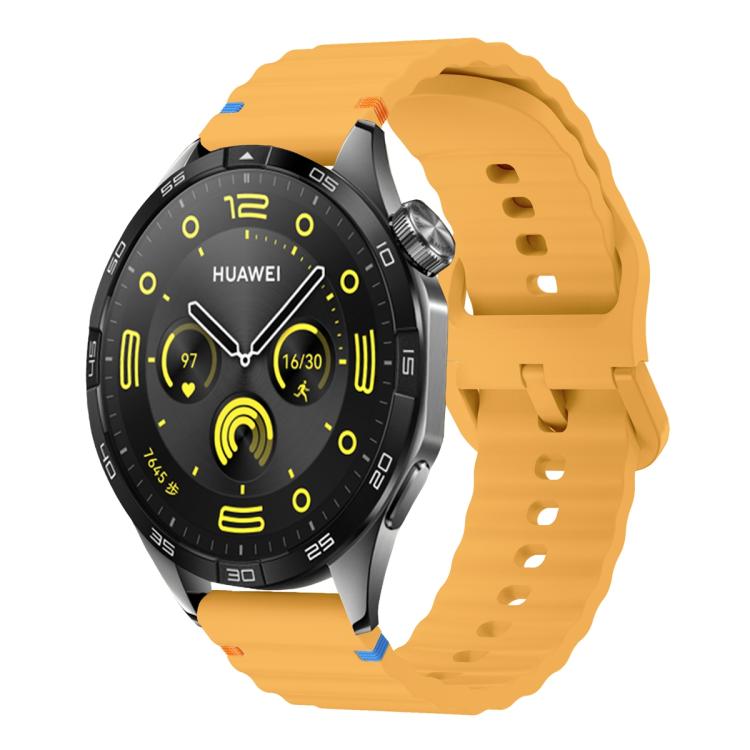 20mm Kalebol Wave Stitch Silicone Watch Band(Yellow)