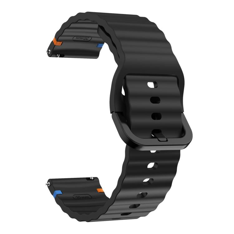 20mm Kalebol Wave Stitch Silicone Watch Band(Black)