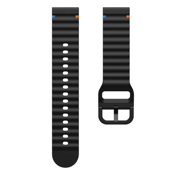20mm Kalebol Wave Stitch Silicone Watch Band(Black)