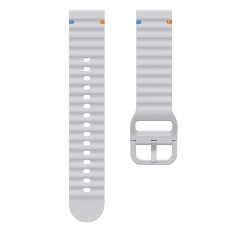 20mm Kalebol Wave Stitch Silicone Watch Band(Light Grey)