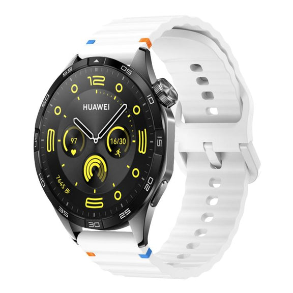 22mm Kalebol Wave Stitch Silicone Watch Band(White)