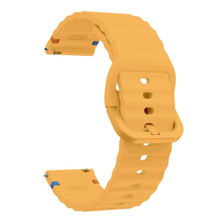 22mm Kalebol Wave Stitch Silicone Watch Band(Yellow)