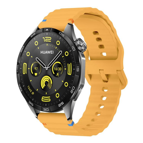 22mm Kalebol Wave Stitch Silicone Watch Band(Yellow)