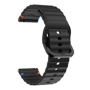 22mm Kalebol Wave Stitch Silicone Watch Band(Black)