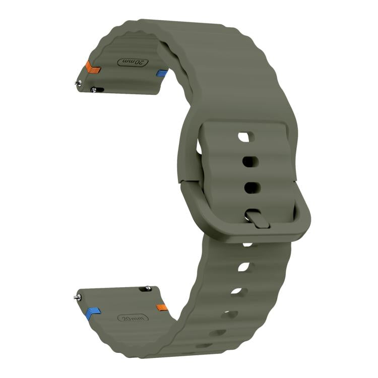 22mm Kalebol Wave Stitch Silicone Watch Band(Army Green)