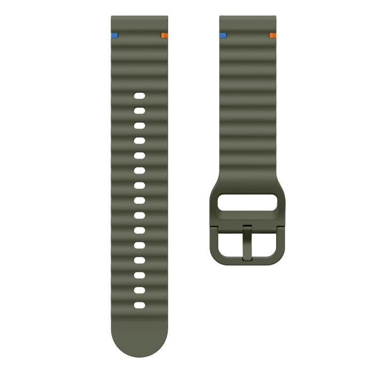 22mm Kalebol Wave Stitch Silicone Watch Band(Army Green)