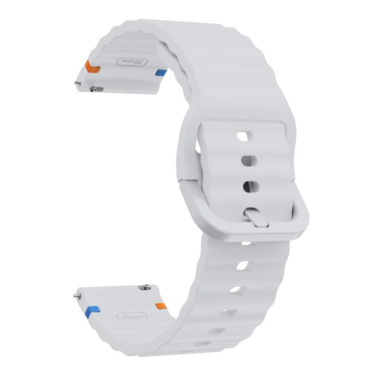 22mm Kalebol Wave Stitch Silicone Watch Band(Light Grey)