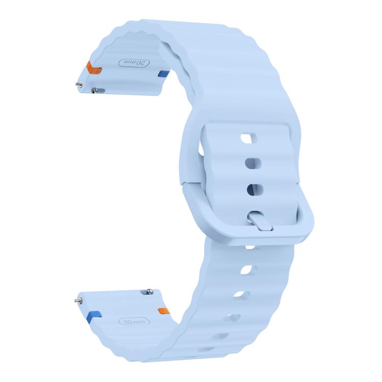 22mm Kalebol Wave Stitch Silicone Watch Band(Light Blue)