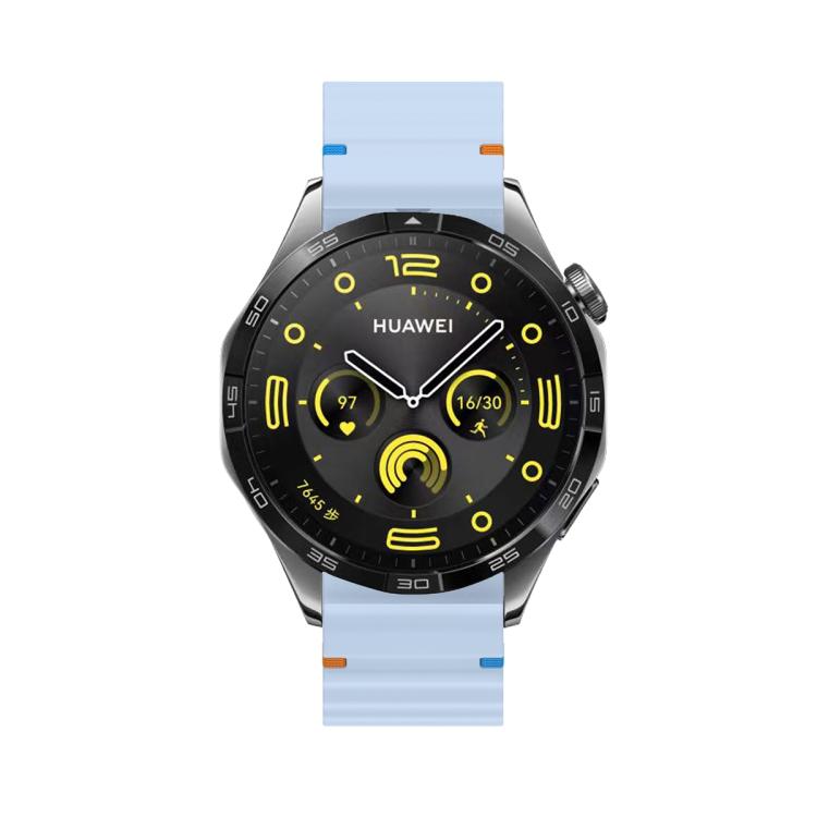 22mm Kalebol Wave Stitch Silicone Watch Band(Light Blue)