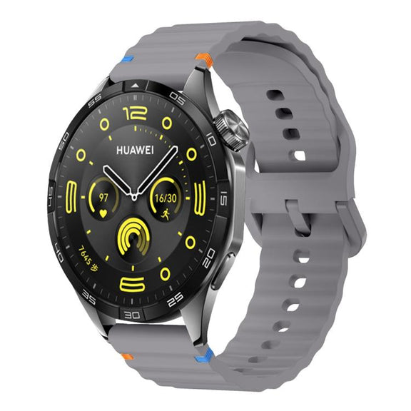 22mm Kalebol Wave Stitch Silicone Watch Band(Dark Grey)