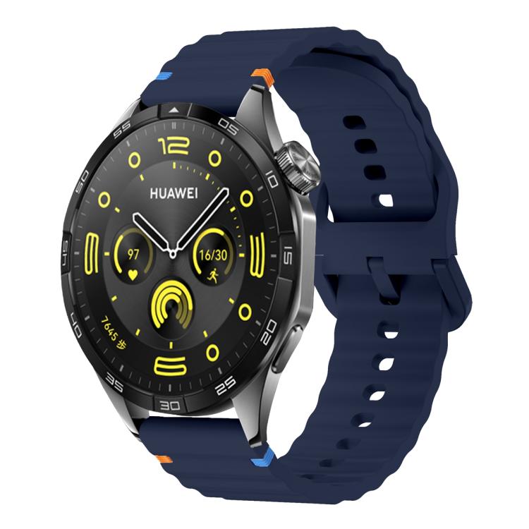 22mm Kalebol Wave Stitch Silicone Watch Band(Midnight Blue)