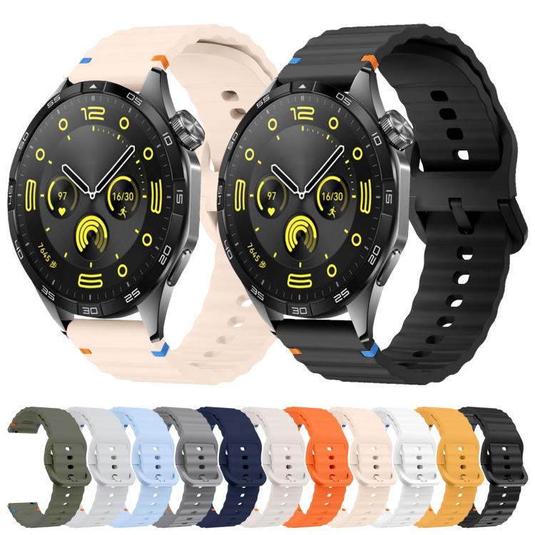 22mm Kalebol Wave Stitch Silicone Watch Band(Orange)