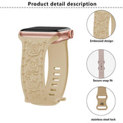 For Apple Watch 46mm / 49mm / 45mm / 44mm Kalebol 8-shaped Buckle Rose Embossed Silicone Watch Band(Wine Red)