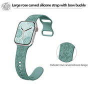 For Apple Watch 46mm / 49mm / 45mm / 44mm Kalebol 8-shaped Buckle Rose Embossed Silicone Watch Band(Wine Red)