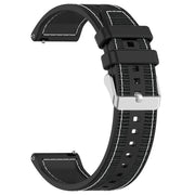 22mm Kalebol Ordinary Silver Buckle Hybrid Nylon Braid Silicone Watch Band(Black)