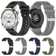 22mm Kalebol Ordinary Silver Buckle Hybrid Nylon Braid Silicone Watch Band(Black)