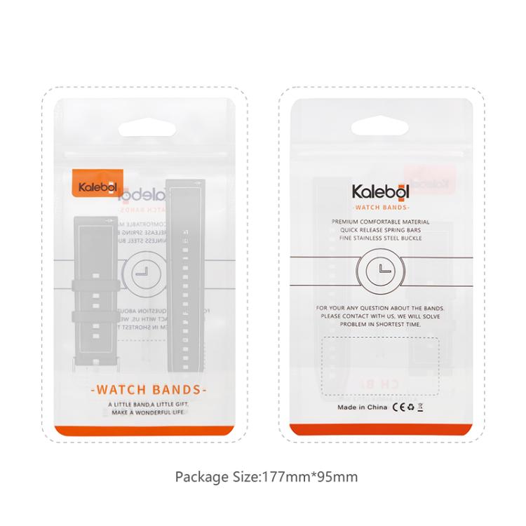 22mm Kalebol Ordinary Silver Buckle Hybrid Nylon Braid Silicone Watch Band(Black)
