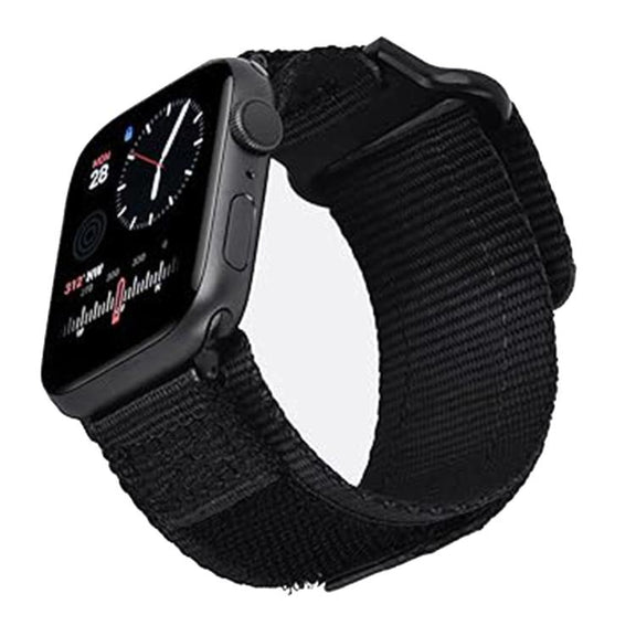 For Apple Watch 46mm / 49mm / 45mm / 44mm Kalebol Canvas Nylon Hook and Loop Watch Band(Black)